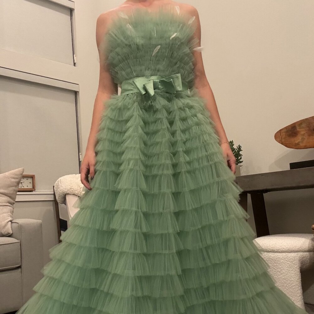 Green Ruffle Ball Gown